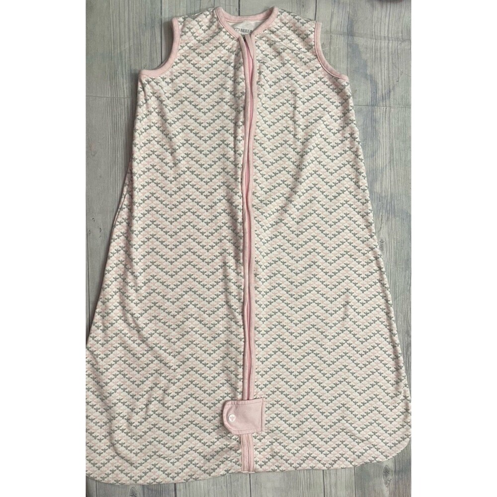 Burt’s Bees Pink & Grey Gray Beekeeper Baby Girl Wearable Blanket, Size Medium